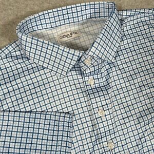 Collars‎ & Co Polo Shirt Men XL Blue White Check Dress Collar Semi Spread NEW